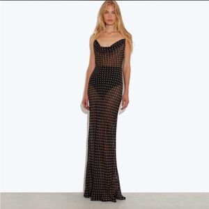 Rat & Boa GISELE AXI MAXI SILK DRESS Black and White Polka Dot